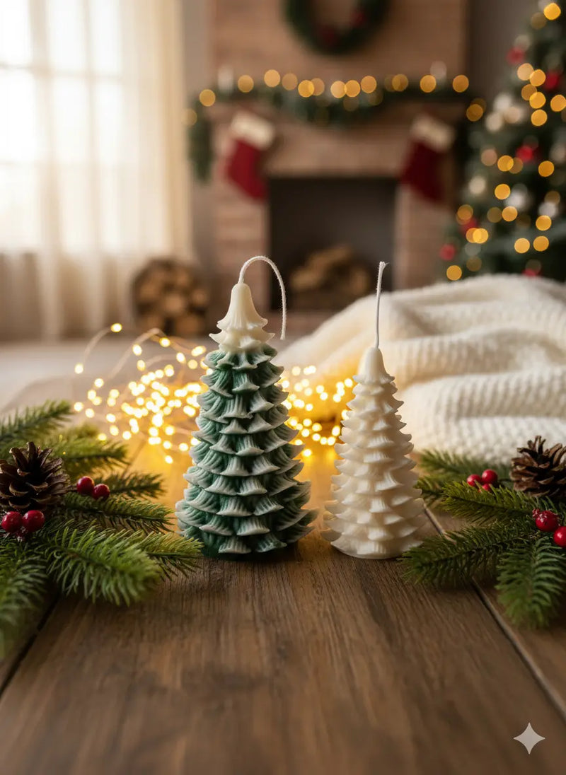 Handmade Christmas Tree Candles - handmade home fragrance gift