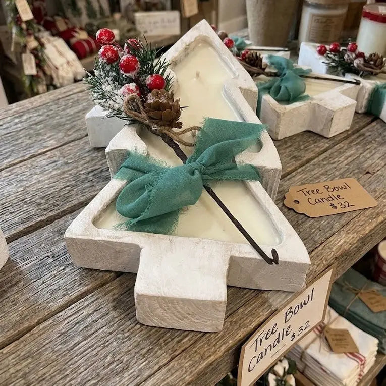 Wood Christmas Tree Candle | Wood Bowl - handmade home fragrance gift