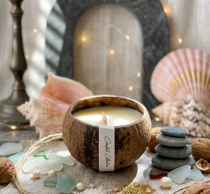 Coconut Shell Candle | Sustainable Home Decor - handmade home fragrance gift