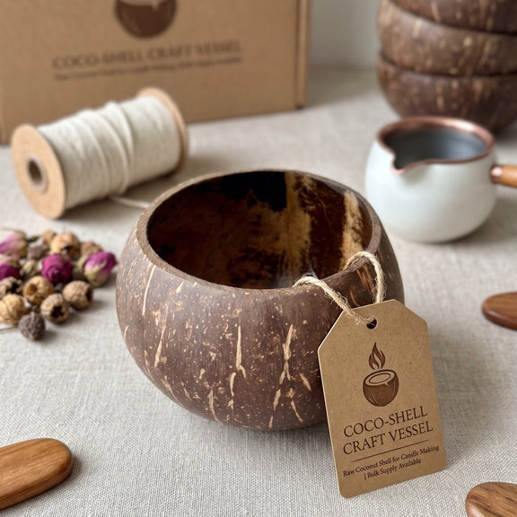Coconut Bowl for Candles – Natural Coconut Shell Bowl for Rustic Home Decor - handmade home fragrance gift