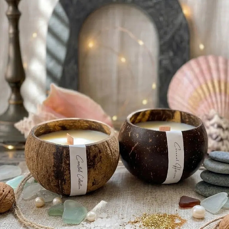 Vela de cáscara de coco | Decoración para el hogar sostenible