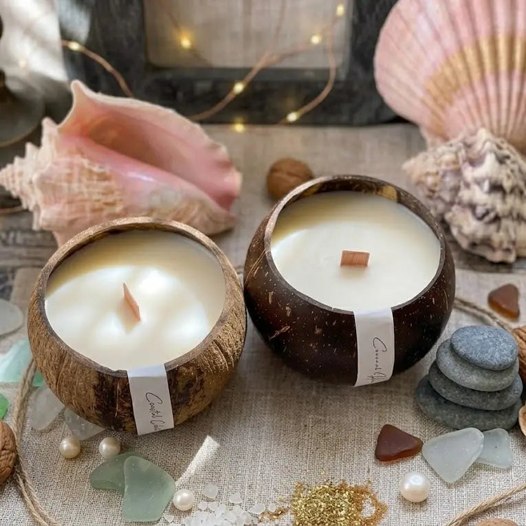 Vela de cáscara de coco | Decoración para el hogar sostenible