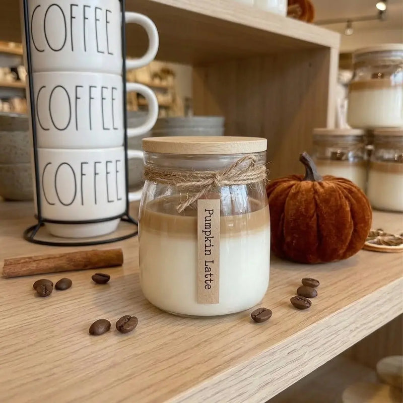 Coffee Candle in Glass Jar - handmade home fragrance gift