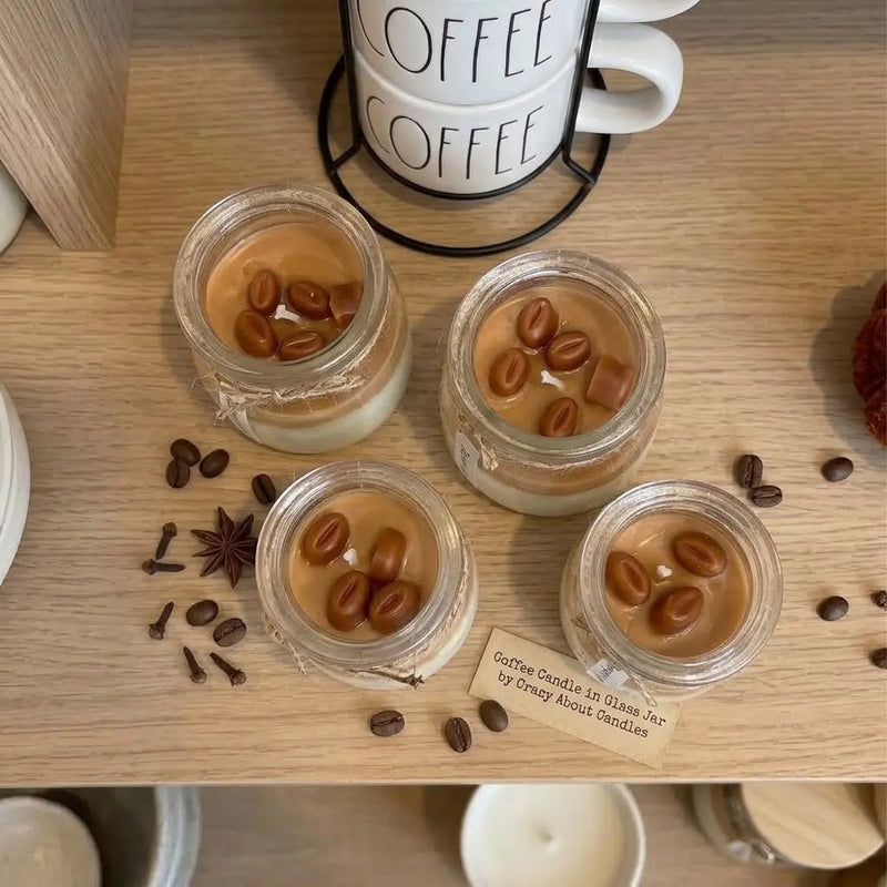 Coffee Candle in Glass Jar - handmade home fragrance gift