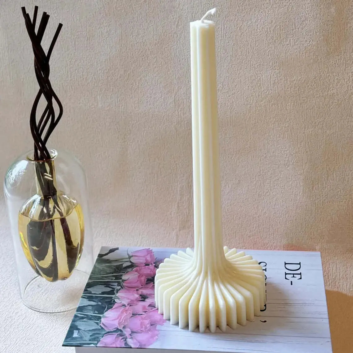Lantern Candle Decor | Sculptural Soy Wax Lantern Pillar Candle - handmade home fragrance gift