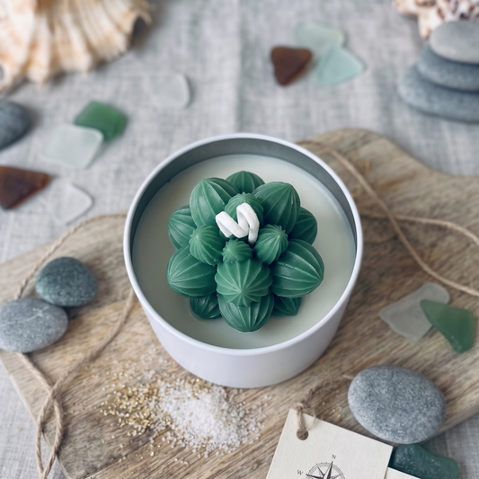 Cactus Jar Candle — Emerald Leaf Succulent | Soy Wax, Handmade in USA - handmade home fragrance gift
