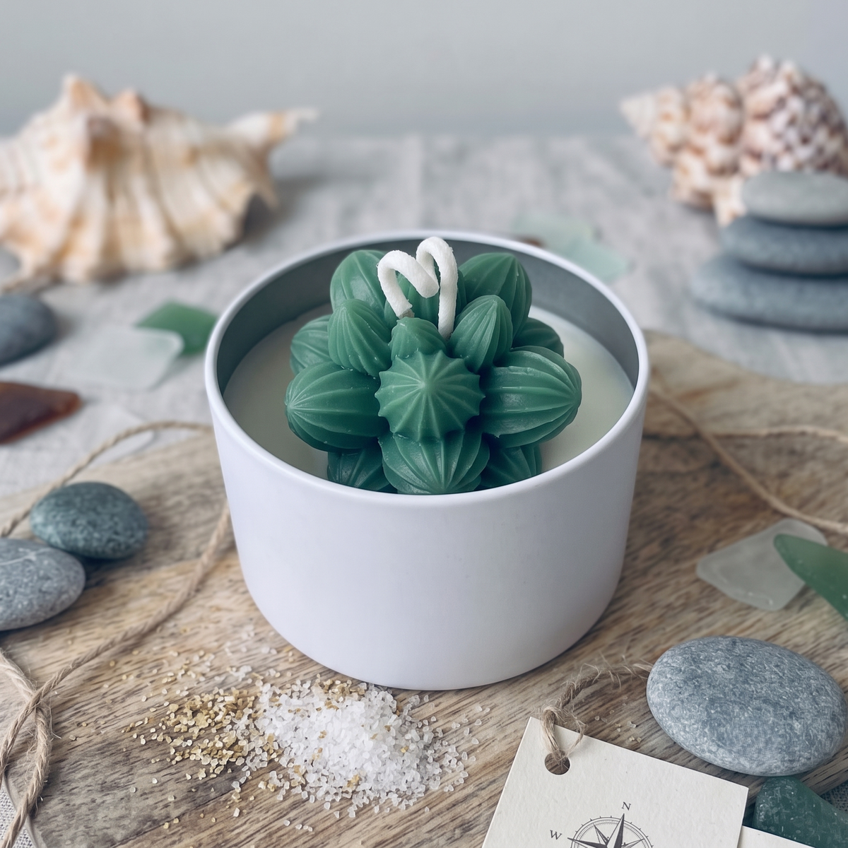 Cactus Jar Candle — Emerald Leaf Succulent | Soy Wax, Handmade in USA - handmade home fragrance gift