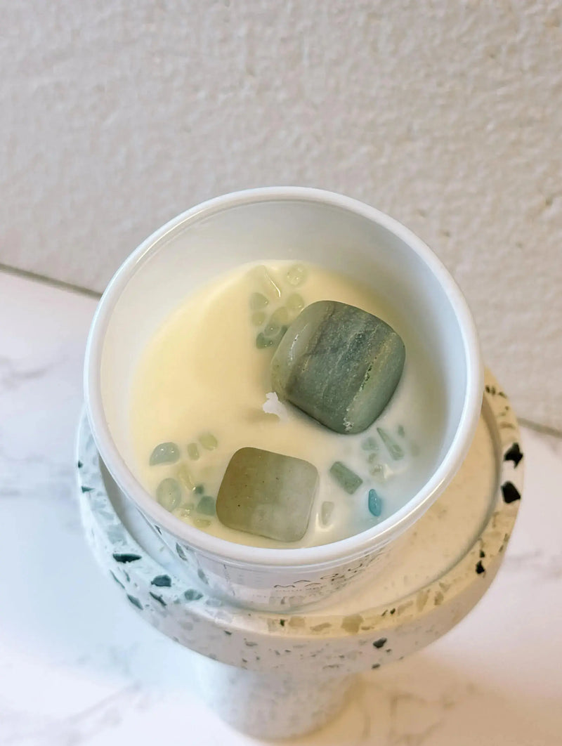 Energy Crystal Candle — Natural Soy Wax, Aromatherapy & Healing Crystals - handmade home fragrance gift