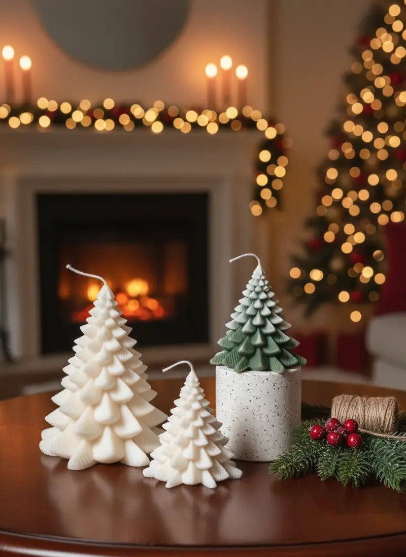 Christmas Fir Tree Candles | Festive Holiday Decor