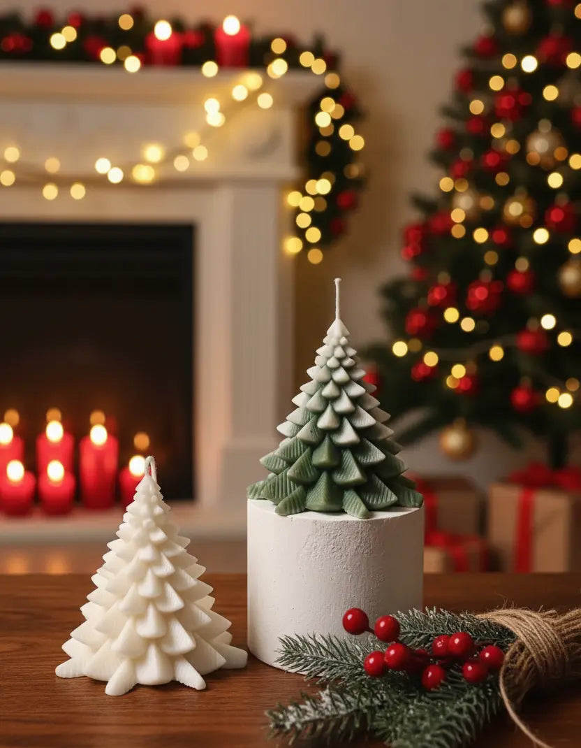 Christmas Fir Tree Candles | Festive Holiday Decor