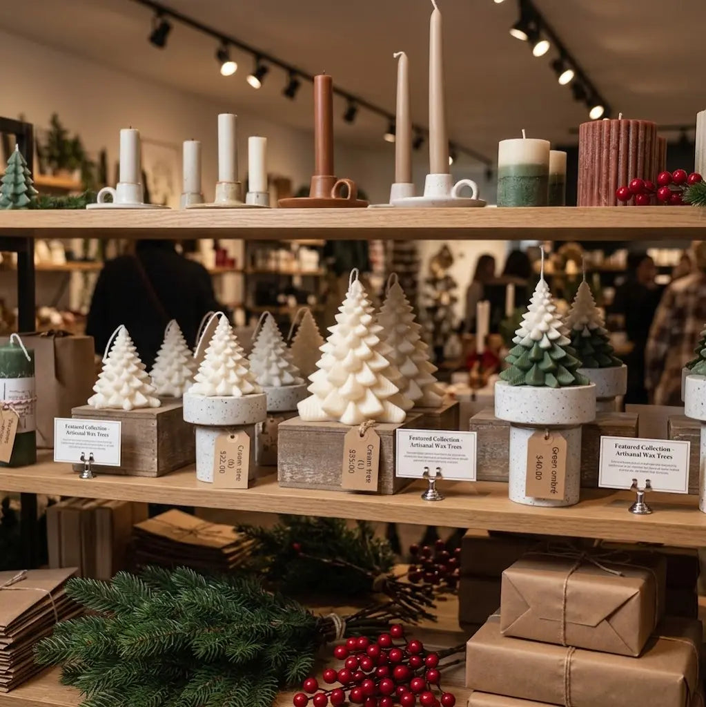 Fir Tree Candle | Festive Table Candle for Christmas Displays - handmade home fragrance gift