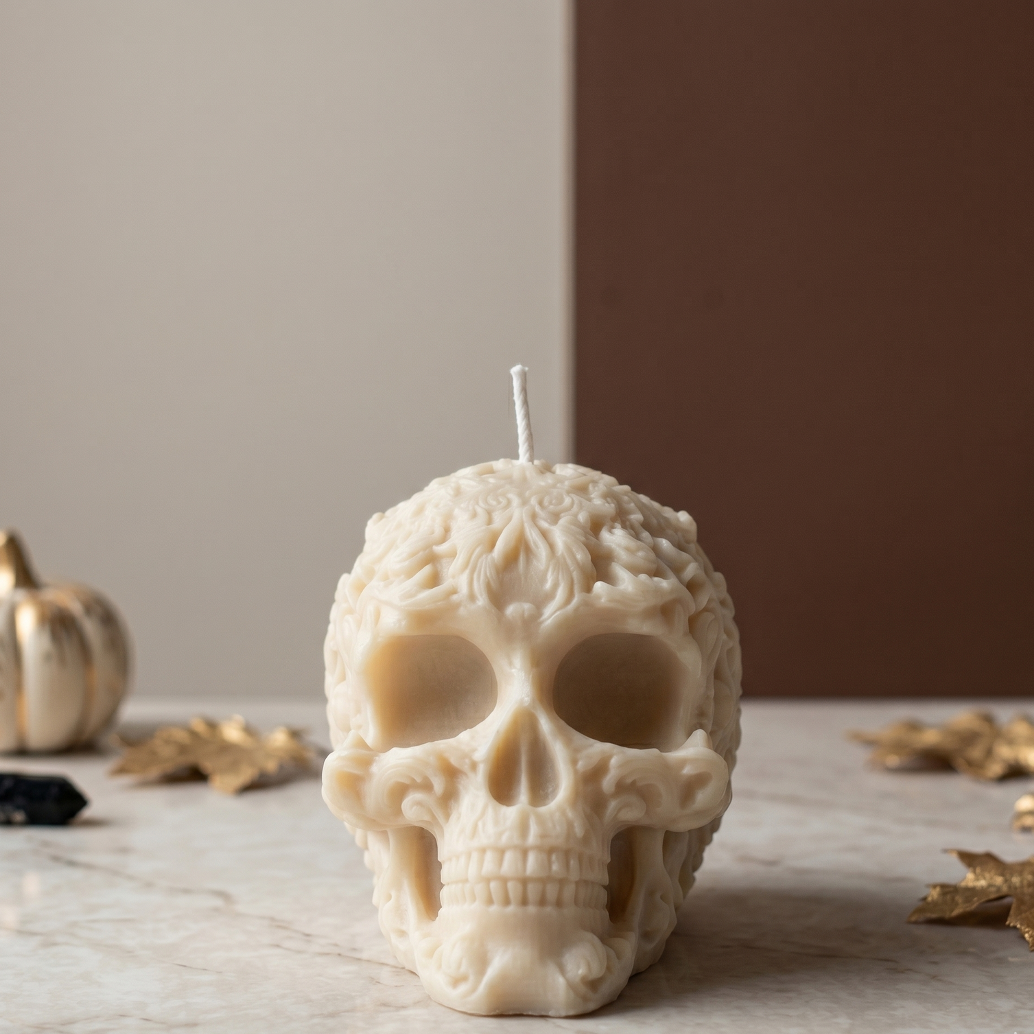 Floral Skull Candle | Gothic Soy Wax - handmade home fragrance gift
