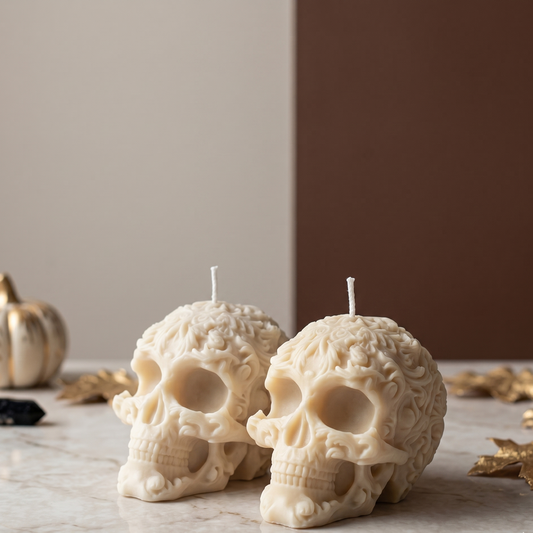 Floral Skull Candle | Gothic Soy Wax - handmade home fragrance gift