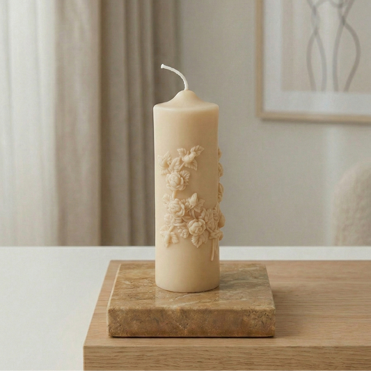 Floral Pillar Scented Candle | Handmade Home Decor - handmade home fragrance gift