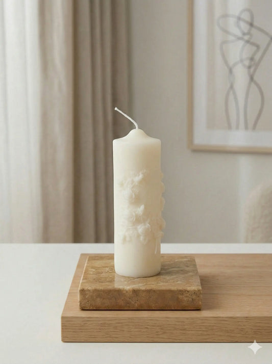 Floral Pillar Scented Candle | Handmade Home Decor - handmade home fragrance gift