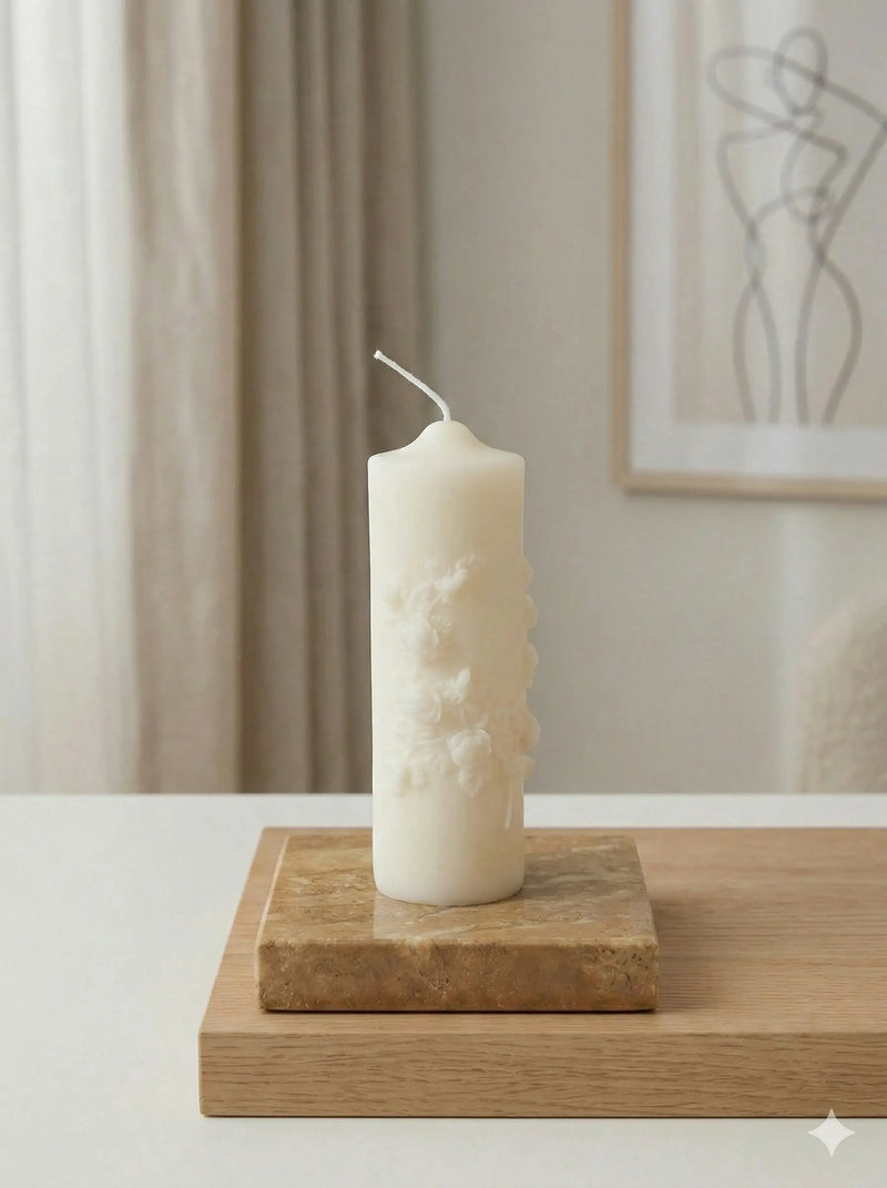 Floral Pillar Scented Candle | Handmade Home Decor