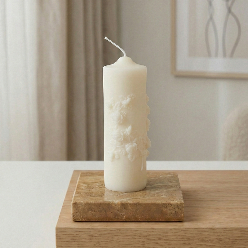 Floral Pillar Scented Candle | Handmade Home Decor - handmade home fragrance gift