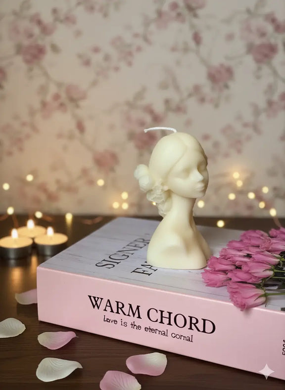 Blindfolded Flower Girl Candle - handmade home fragrance gift