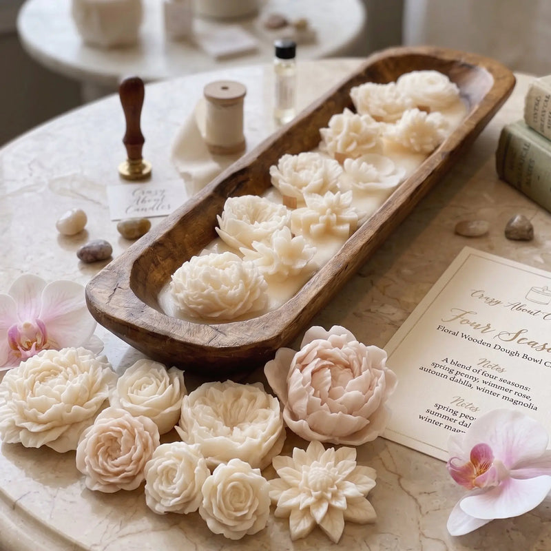 Four Seasons Floral Dough Bowl Candle - handmade home fragrance gift