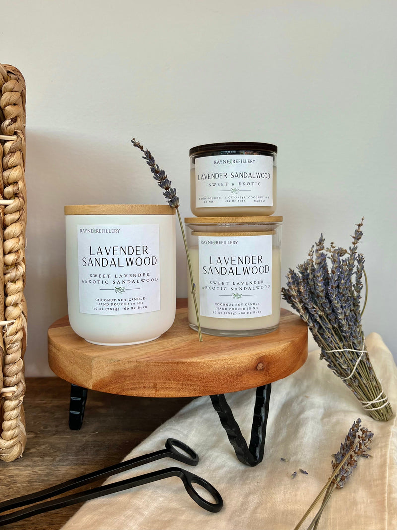 Lavender Sandalwood – Clean Burning Vegan Coconut Soy Candle