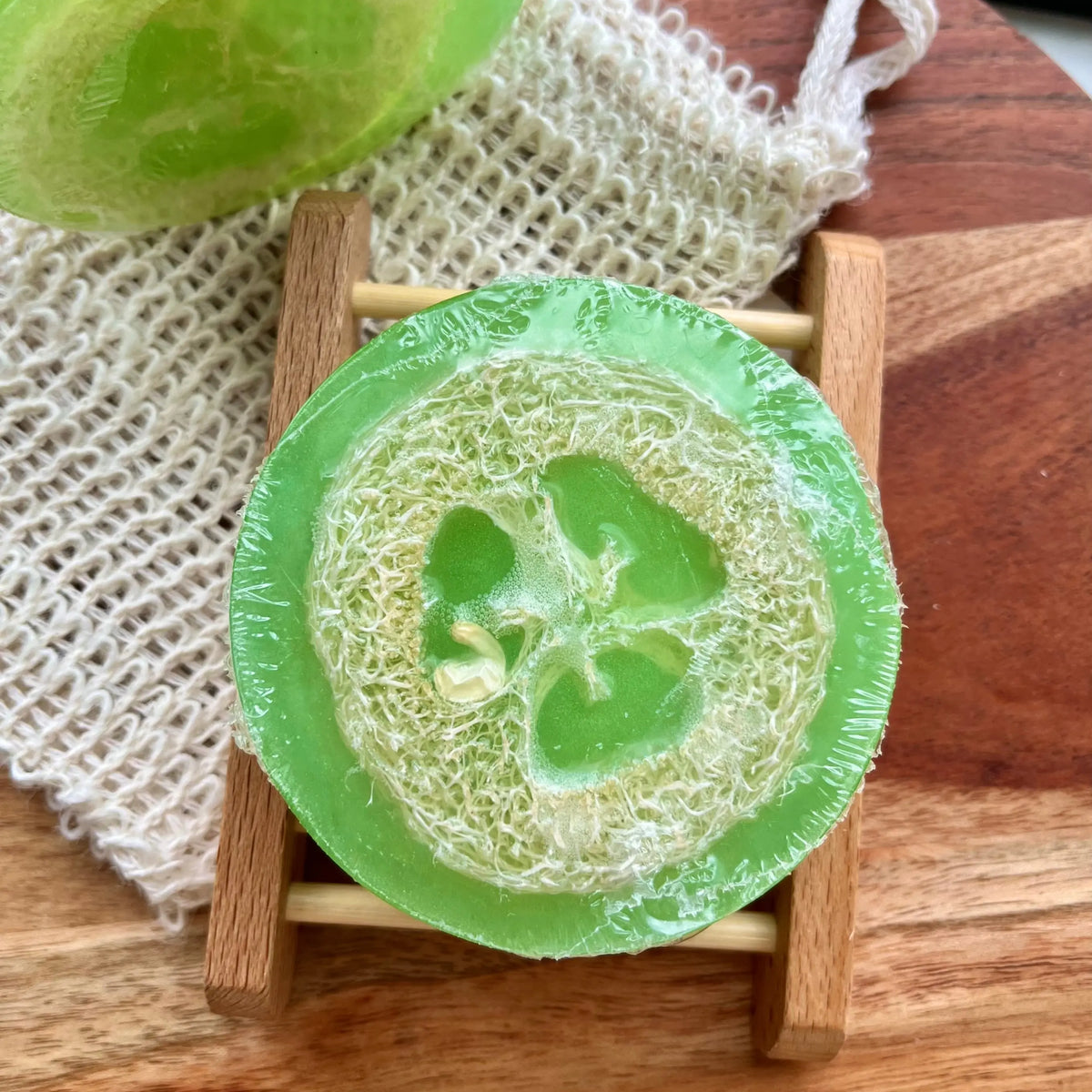 Loofah Soap Bar – Cucumber & Green Tea | Exfoliating Vegan Soap - handmade home fragrance gift