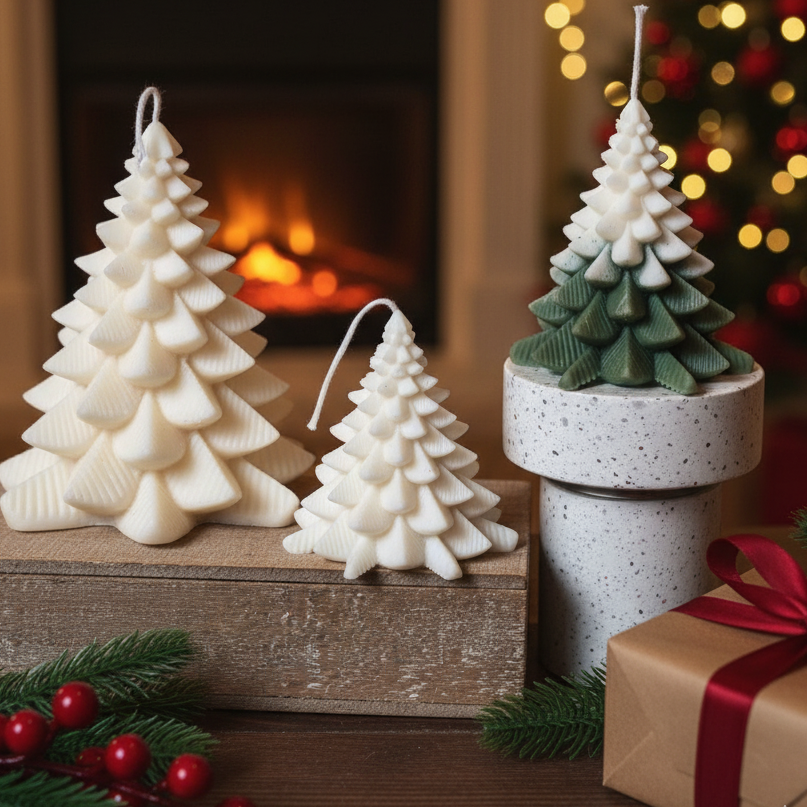 Christmas Fir Tree Candles | Festive Holiday Decor - handmade home fragrance gift