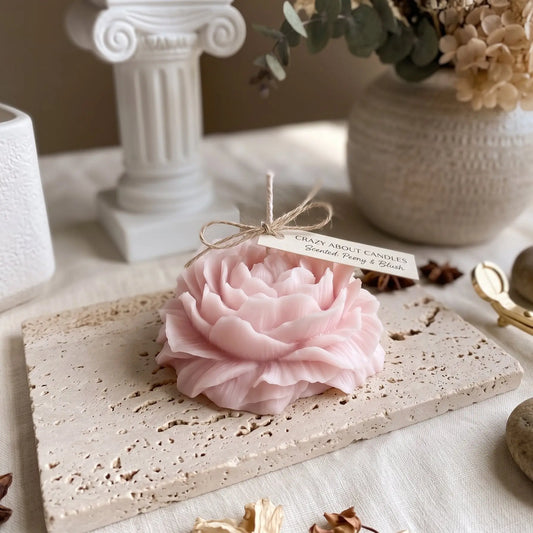 Peony Scented Candle — Floral Soy Candle for Elegant Luxury - handmade home fragrance gift