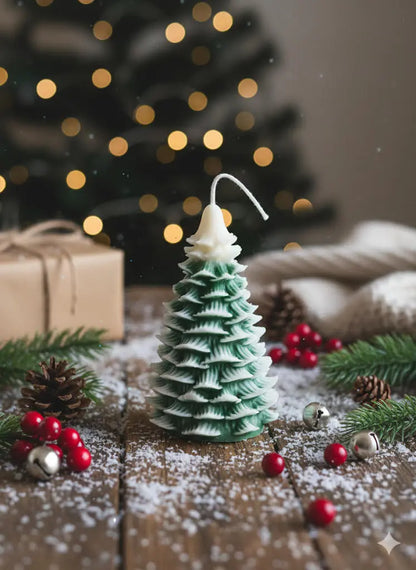 Handmade Christmas Tree Candle – Festive Holiday Décor & Gift - handmade home fragrance gift