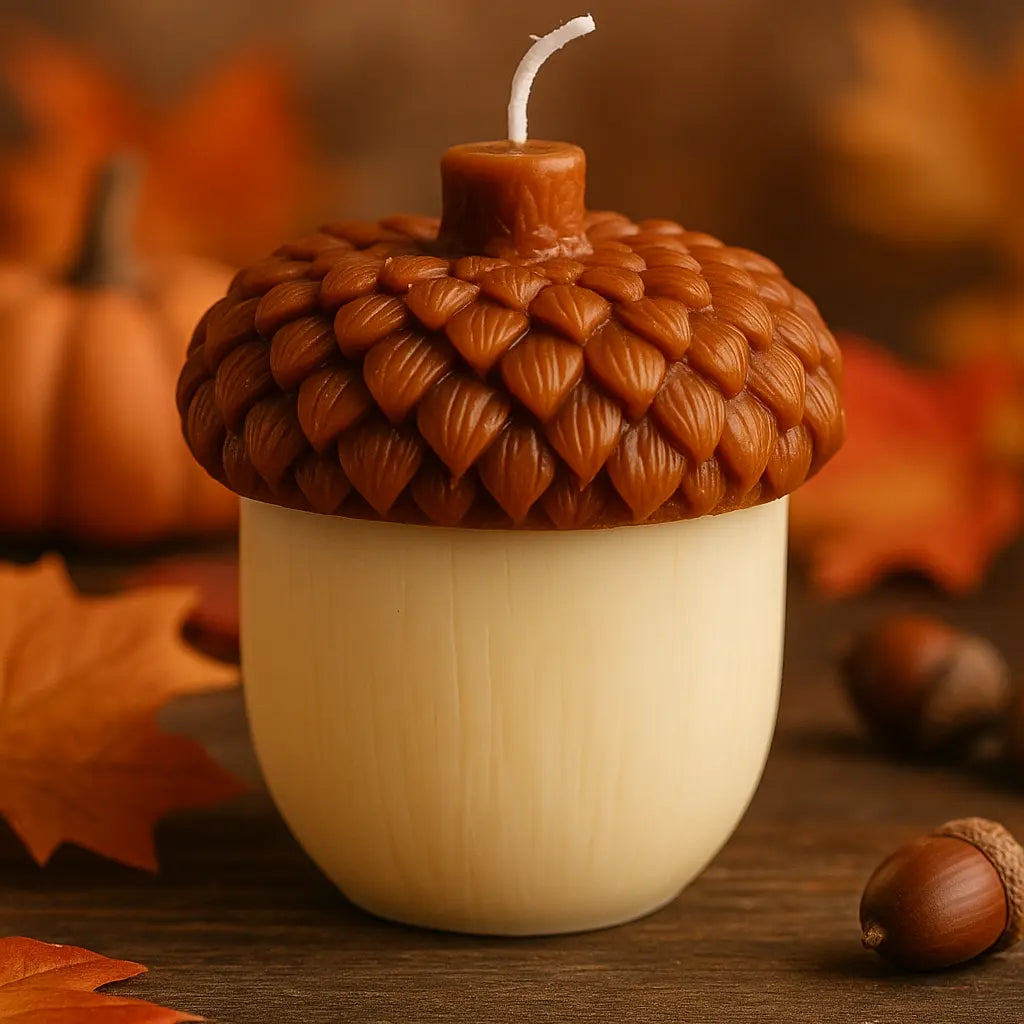 Handmade Acorn Candle – Rustic Fall Decor