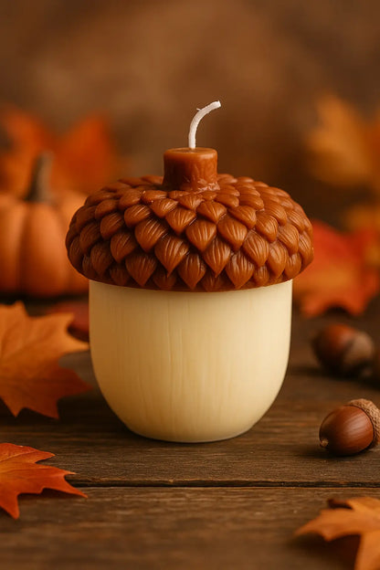 Handmade Acorn Candle – Rustic Fall Decor - handmade home fragrance gift
