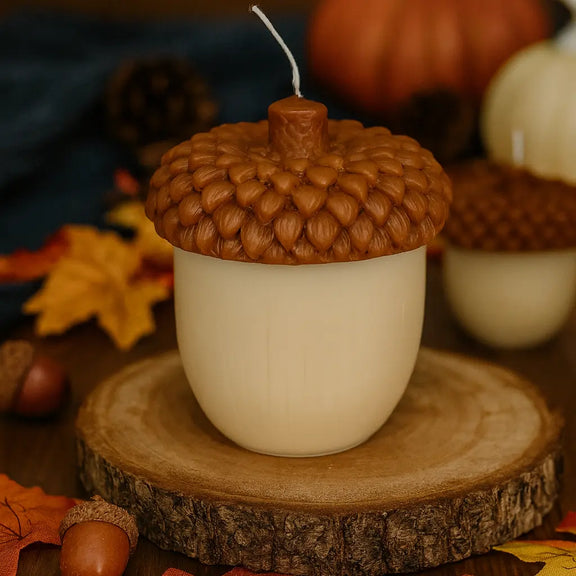 Handmade Acorn Candle – Rustic Fall Decor - handmade home fragrance gift