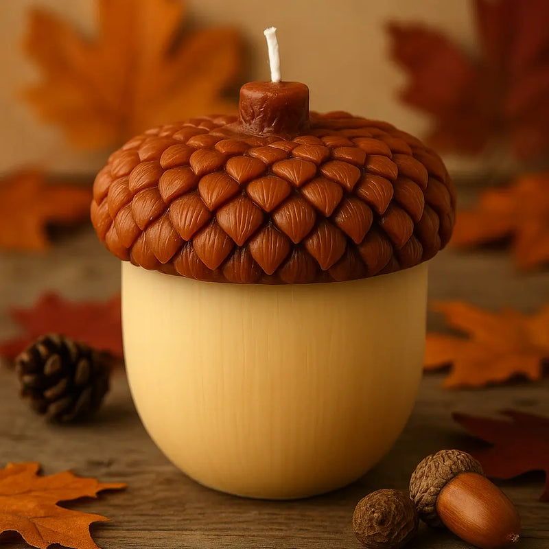 Handmade Acorn Candle – Rustic Fall Decor