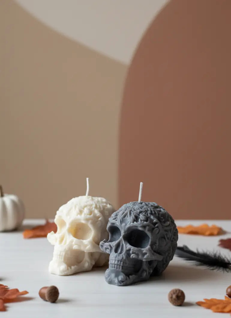 Floral Skull Candle | Gothic Soy Wax