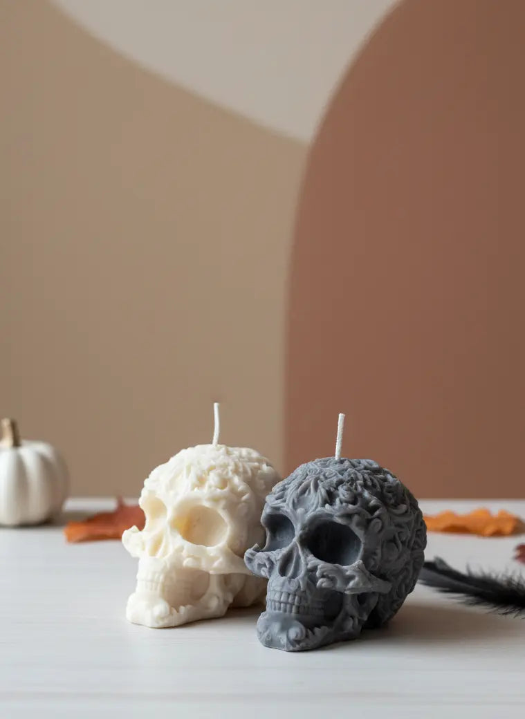 Floral Skull Candle | Gothic Soy Wax