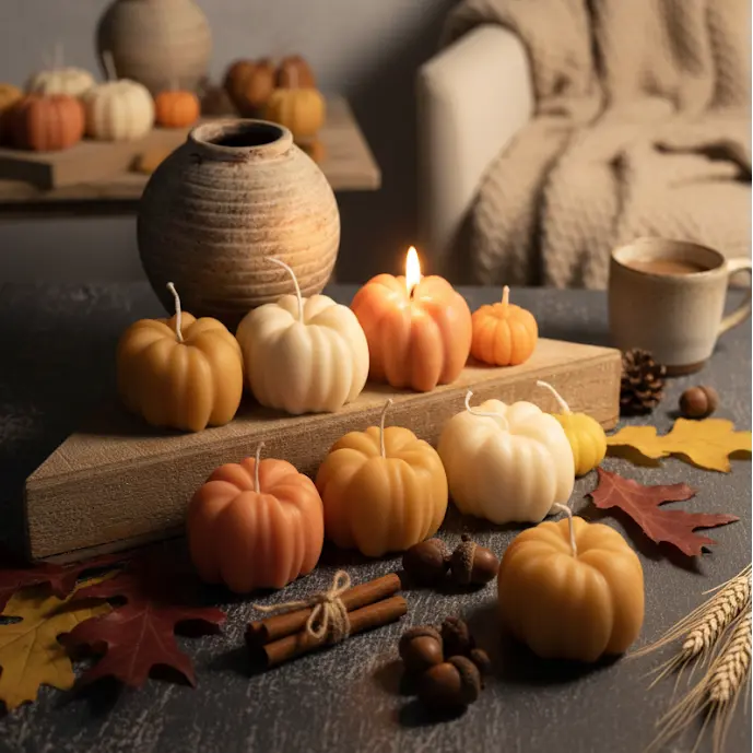 Thanksgiving Candle Gift | Autumn Pumpkin Candle, Hand-Poured Soy Wax - handmade home fragrance gift