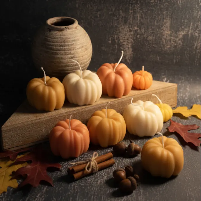 Thanksgiving Candle Gift | Autumn Pumpkin Candle, Hand-Poured Soy Wax - handmade home fragrance gift