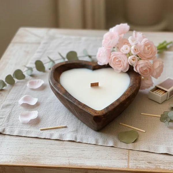Endless Love Wooden Candle for Romantic Ambiance - handmade home fragrance gift