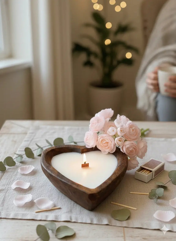 Endless Love Wooden Candle for Romantic Ambiance - handmade home fragrance gift