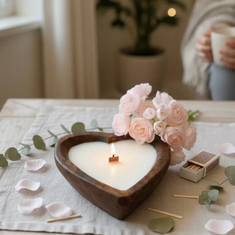 Endless Love Wooden Candle for Romantic Ambiance - handmade home fragrance gift