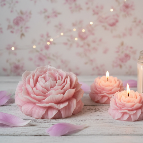 Huge Peony Candle | Sculptural Soy Wax - handmade home fragrance gift