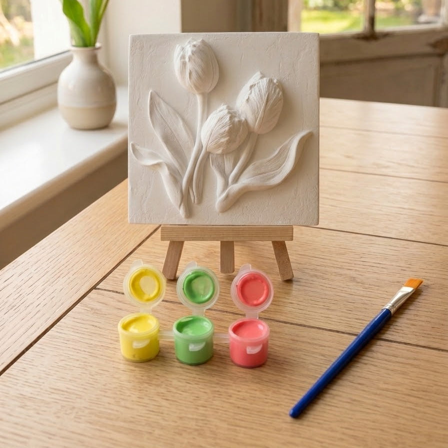 Paint-Your-Own Jesmonite Tulip Relief Plaque Kit