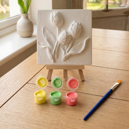 Paint-Your-Own Jesmonite Tulip Relief Plaque Kit