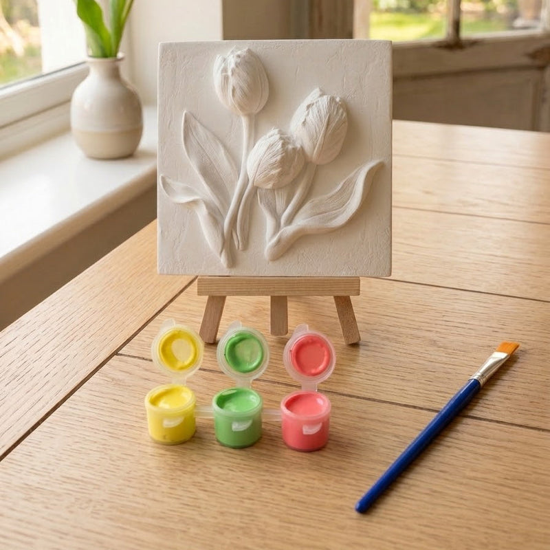 Paint-Your-Own Jesmonite Tulip Relief Plaque Kit