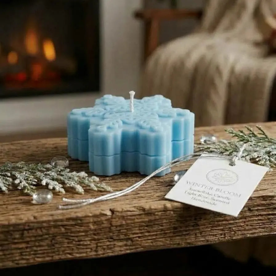 Bougies artisanales en cire de soja flocons de neige Bougie de Noël - Joie festive des fêtes