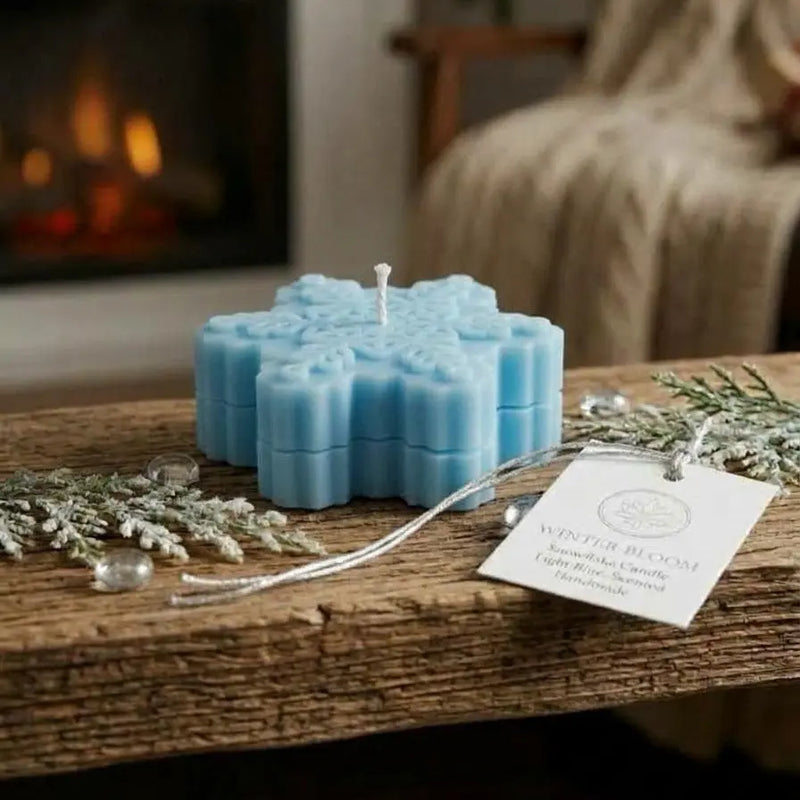 Bougies artisanales en cire de soja flocons de neige Bougie de Noël - Joie festive des fêtes
