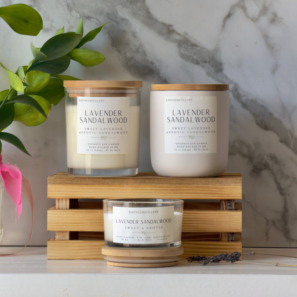 Lavender Sandalwood Hand Poured Soy Candle – Clean Burning Vegan Coconut Soy Candle - handmade home fragrance gift