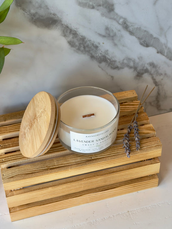 Lavender Sandalwood Hand Poured Soy Candle – Clean Burning Vegan Coconut Soy Candle - handmade home fragrance gift