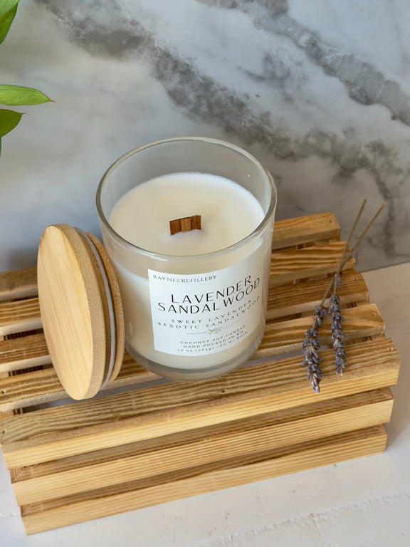 Lavender Sandalwood Hand Poured Soy Candle – Clean Burning Vegan Coconut Soy Candle - handmade home fragrance gift