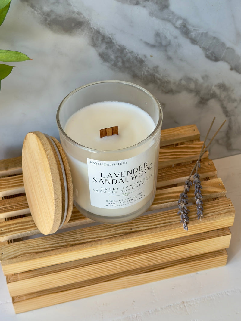 Lavender Sandalwood Hand Poured Soy Candle – Clean Burning Vegan Coconut Soy Candle - handmade home fragrance gift
