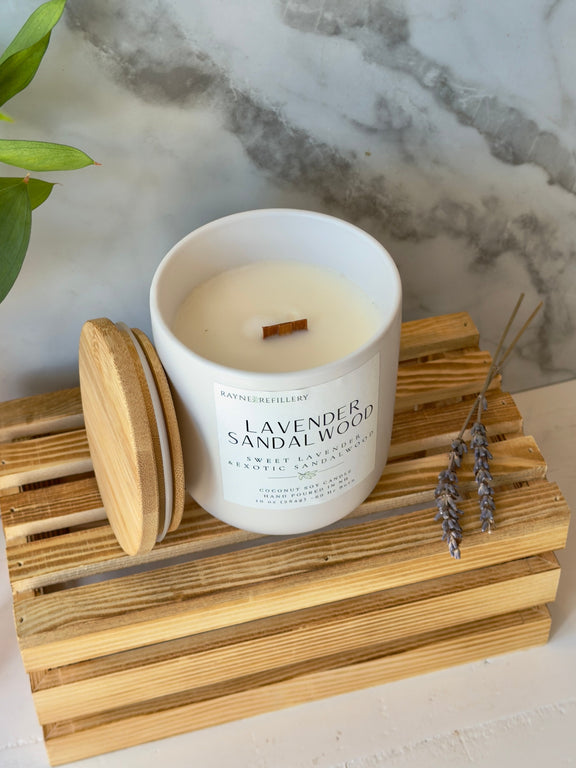 Lavender Sandalwood Hand Poured Soy Candle – Clean Burning Vegan Coconut Soy Candle - handmade home fragrance gift